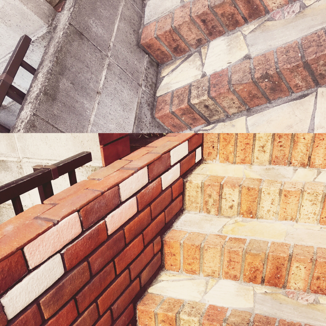 Coupyが投稿したフォト 玄関前の小さな階段のブロック塀に飾りレンガを貼り付け前と後で 17 11 05 16 39 Limia リミア