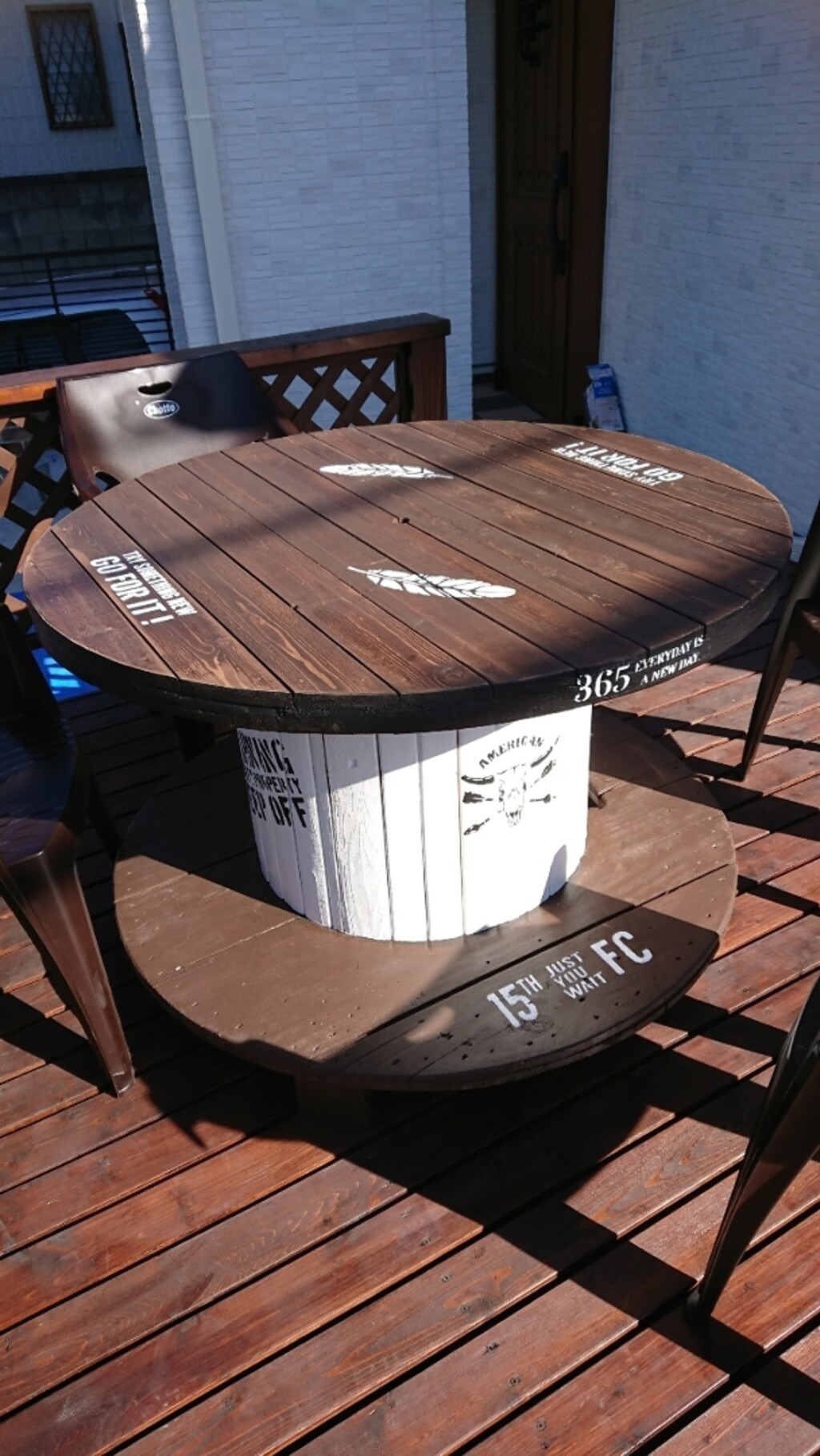 電線ドラム キャスター付き テーブル オリジナル - 家具