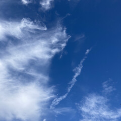 秋のそら/空 ＊青い空　白い雲(*´꒳`*)♡そして🌝…(1枚目)