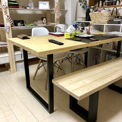 ダイニングテーブル/DIY DIYしたダイニングテーブルとベンチ(1枚目)