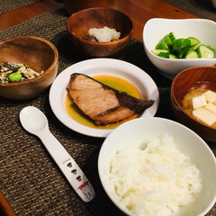 献立/和食/夕食/簡単/LIMIAごはんクラブ/キッチン 昨夜の夕食です、ブリの照り焼き、ナスの煮…(1枚目)