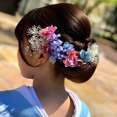ウェディング/結婚式/髪飾り/ヘアアクセサリー/ヘアスタイル/令和元年フォト投稿キャンペーン/... 和装のヘアスタイルです。
お花をいっぱい…(1枚目)