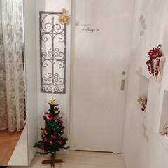 LEDライト/フォロー大歓迎/クリスマス/クリスマスツリー/雑貨/インテリア 我が家のミニクリスマスツリーに電飾灯しま…(1枚目)