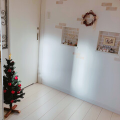 玄関/フォロー大歓迎/クリスマス/クリスマスツリー/雑貨/インテリア 玄関から♪

サンキライのリースも飾って…(1枚目)
