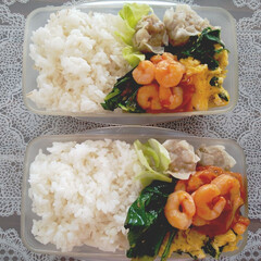 夫弁当/愛妻弁当/料理/中華弁当/弁当記録/お弁当/... お弁当記録
・エビチリ
・ニラ玉
・焼売…