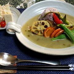 炒める/夏野菜/カレー/夏ごはん/簡単ご飯/グルメ/... 『夏野菜のグリーンカレー』
この頃は、…