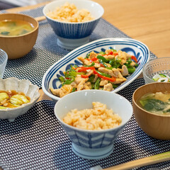 皿 鉢 3客 セット 波佐見焼 磁器 日本製 モダンブルー カレー鉢 3客組 12367(皿)を使ったクチコミ「ある日の晩ごはん
・鶏胸肉とピーマンの炒…」(1枚目)