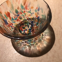 ガラス/おちょこ/至福のひととき/雑貨だいすき ガラスのおちょこ
テーブルにも模様がうつ…(1枚目)
