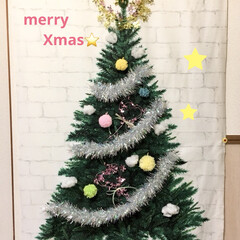 クリスマス/クリスマスツリー モミの木のタペストリーに飾りを付けてみま…(1枚目)