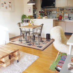 IKEA/イケア/ダイニングテーブル/キッチン/ダイニング/リビング/... ベランダ側から撮影した部屋全体写真。(1枚目)