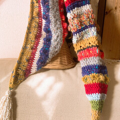 かぎ針編み/百均毛糸/キャンドゥ/ダイソー/セリア かぎ針編みでとんがり帽子編みました！耳ま…(2枚目)