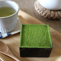 抹茶/ティラミス/フード/スイーツ/キッチン雑貨/雑貨/... ダイソーの枡で、抹茶のなんちゃってティラ…