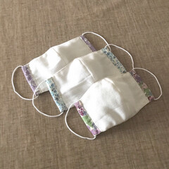 手作りマスク/マスク/ハンドメイド/簡単/雑貨/おしゃれ/... 無印良品の落ちワタふきんと、おうちにあっ…