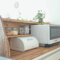 キッチンカウンター/棚/ＤＩＹ キッチンカウンター上に棚を作りました。
…(1枚目)