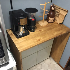ちょい置きスペース/カフェコーナー/コの字テーブル/キッチン収納/DIY おはようございます!
先日、冷蔵庫が今ま…