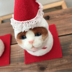 鏡餅/羊毛フェルト/雪だるま/お正月飾り/お正月/猫/... 羊毛フェルトの2wayの季節飾りです。
…(6枚目)
