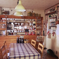 カフェ風/棚/DIY/キャンドゥ/ダイソー/セリア/... diyで作ったカフェ調のカウンター、横の…(1枚目)