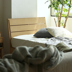 インテリア/家具/ベッド/寝室/ベッドルーム/ワンルーム/... ナチュラルで淡い色と木目の美しさが特徴の…(1枚目)