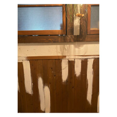 ペンキ 塗料 水性塗料 室内塗料 工作 全68色 水性 STYLE DIYペンキ 500ml(ペンキ、塗料)を使ったクチコミ「壁と腰板を塗り替えました。
シャビー。ブ…」(4枚目)