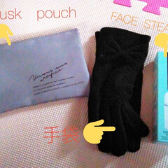 musk　pouch/手袋/フェススチーマー/honeys/100均/3COINS/... ３COINSのmusk　pouch
と手…(1枚目)