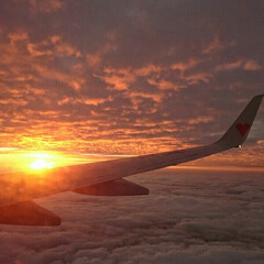 飛行機からの夕日 (1枚目)