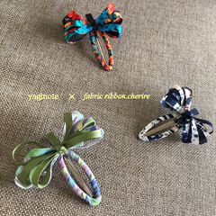 ファブリックリボン/リボン/ヘアクリップ/ヘアアクセサリー/ハンドメイド 先日のヘアクリップ、
本当は先に浮かん…