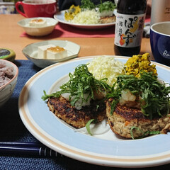 シマヤ味付ぽんず/シマヤ/野菜たっぷりスープ/サバ缶レシピ/さば缶豆腐バーグ/つや姫/... 昨日の晩ごはん📝
*さば缶豆腐バーグ
*…
