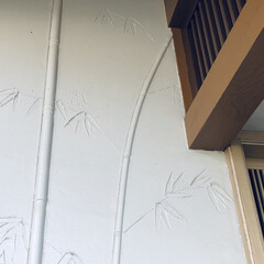鳥/白壁/玄関/実家 実家の玄関横の白壁には、竹が描かれていま…(1枚目)