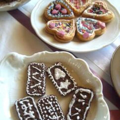 バレンタイン/子供/手作り/クッキー/チョコ/ハート/... 子供と一緒に作るバレンタインクッキーはパ…(1枚目)