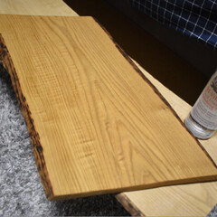 DIY/家具/お片付け/ローテーブル/カッティングボード 栗の木の1枚板からカッティングボードとキ…(1枚目)