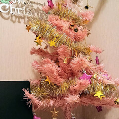 ハンドメイドCLUB/クリスマス/クリスマスツリー/ピンクツリー/サンタさん/有名人的サイン？/... やっと出した我が家のピンクツリー。

今…(1枚目)