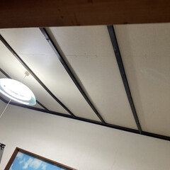 天井板/DAISO商品/DAISOはしご 天井板貼りました

洋室はプリント合板を…(2枚目)