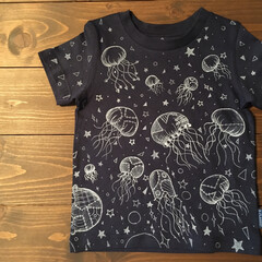 イラスト/らくがき/こども服/Tシャツ/くらげ/雑貨/... 新作らくがきTシャツ3。〜くらげTシャツ…
