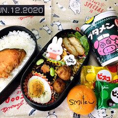 フォロー大歓迎/鮭弁当/マーコット/カネテツ ミッフィーおべんとうセット/glicoビスコ発酵バター仕立て/ブタメン和風らーめん味/... 6/12(金) 主人弁当🍱…