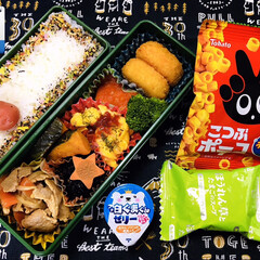 フォロー大歓迎/味梅/花ちりめん/ほうれん草とたまごのスープ/プチ白くまくんゼリー/東ハトこつぶポテコうましお味/... 7/10(金) 主人弁当…