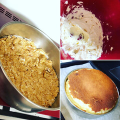 ベークドタイプ/チーズケーキ/ホームメイド/おやつ作り ベークドチーズケーキを焼きました♡(2枚目)