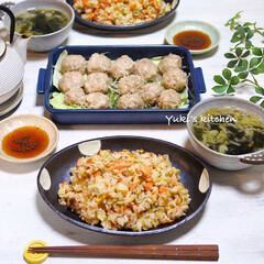 Dinner/器で食卓が変わる/器使い/器好き/うつわ/器/... *
お夕食 𐂐.·˖*
*
❋ 鮭炒飯
…