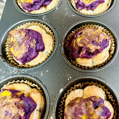 「紫芋たくさんあるので

紫芋パイ焼きまし…」(6枚目)