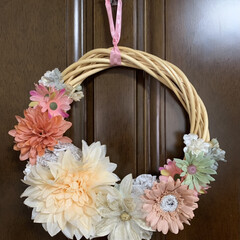 10種のお花/セリア/ダイソー/100均/春色リース/ハンドメイド/... 春色10種リース💕
10周年のお祝いに👍(1枚目)