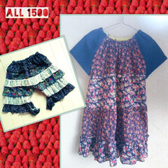 リメイク服/フリルパンツ/ワンピース/子供服/ハンドメイド/手作り/... 子供服ワンピース&フリルパンツ作りました…