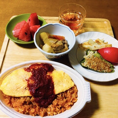 プロの味/フライドポテト/ピーマン肉詰め/肉じゃが/オムライス/評判のお店/... 🍚我が家の夕食🥢
オムライス(美味しいと…