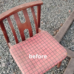 椅子/いす/椅子をリメイク/観葉植物 夫の実家の納屋で、ホコリを被っていた古い…(2枚目)