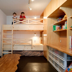 子供部屋/部屋/造作家具/机/棚/二段ベッド/... マンションの子供部屋をリフォームしました…