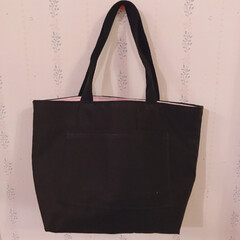 トートバック/ハンドメイド/DIY ずっと作りたかった
ブラック&ピンクのト…