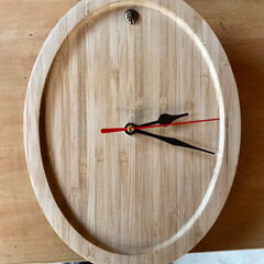 手作り時計/ハンドメイド/DIY 集成竹の鍋敷きを加工して時計キットを取り…(4枚目)