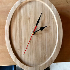 手作り時計/ハンドメイド/DIY 集成竹の鍋敷きを加工して時計キットを取り…(5枚目)
