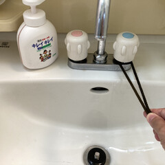 ライオン キレイキレイ薬用液体ハンドソープ250ml (ハンドケア)を使ったクチコミ「洗面所の蛇口掃除は、ヒモでやるのが簡単で…」(1枚目)