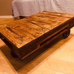古材風リメイク/家具/トロリーテーブルDIY/ハンドメイド/DIY 流行りのトローリーテーブル作ってみました…(3枚目)