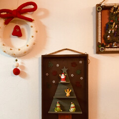 クリスマス/ハンドメイド/100均/壁掛けラック/廃材利用 素麺の箱に色つけて、Seriaのクリスマ…(8枚目)