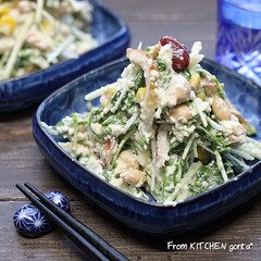 ピリ辛白和え/水菜サラダ/白和え/サラダにまめアンドコーン/食器好きな人と繋がりたい/うつわの時間/... サラダにまめ!&コーン入り✨ピリ辛白和え…